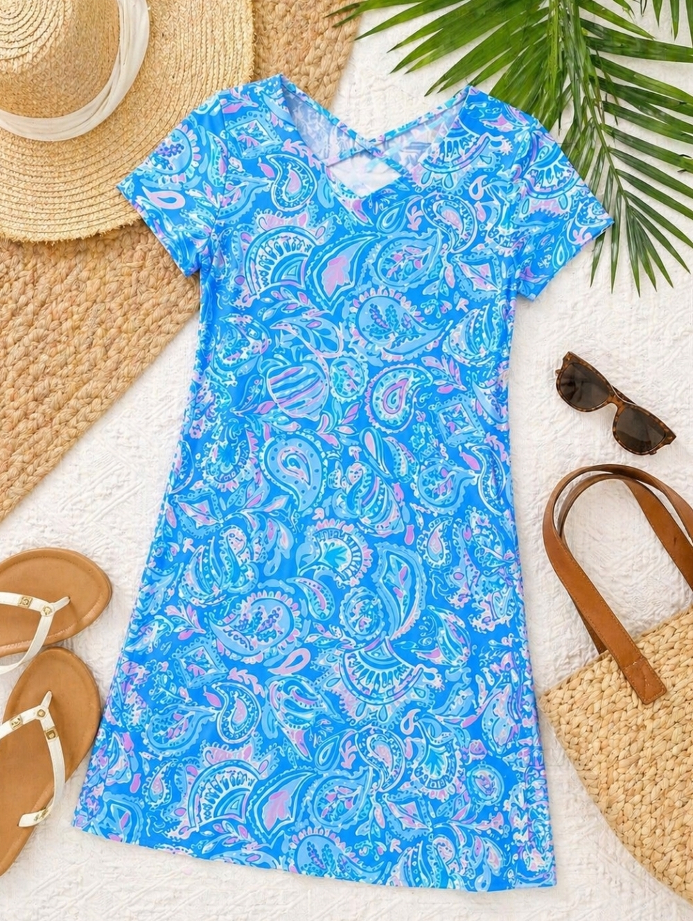 Lilly Pulitzer Kimi T-Shirt Dress Fish Kiss Zanzibar Blue Small Resort Summer - Picture 7 of 9